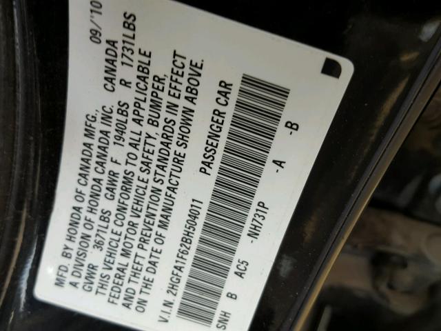 2HGFA1F62BH504011 - 2011 HONDA CIVIC LX-S Qara foto 10