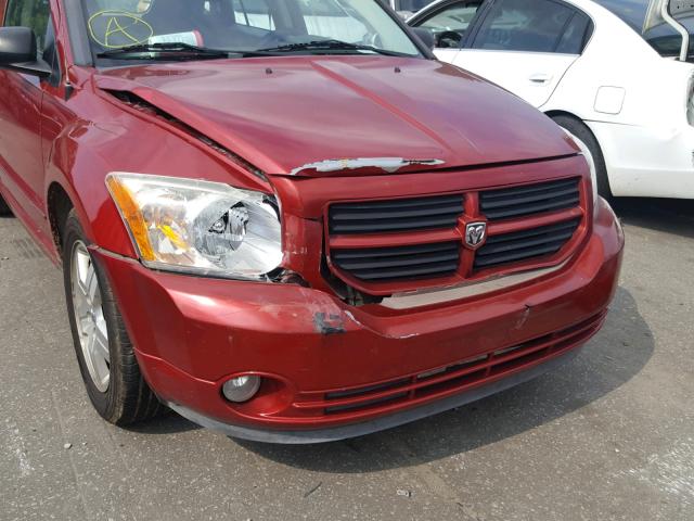 1B3HB48B87D263643 - 2007 DODGE CALIBER SX BURGUNDY photo 9