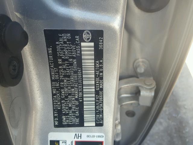 4T1BK1EB3JU268047 - 2018 TOYOTA AVALON XLE SILVER photo 10