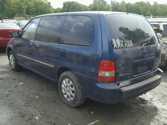 KNDUP131446505078 - 2004 KIA SEDONA EX BLUE photo 3