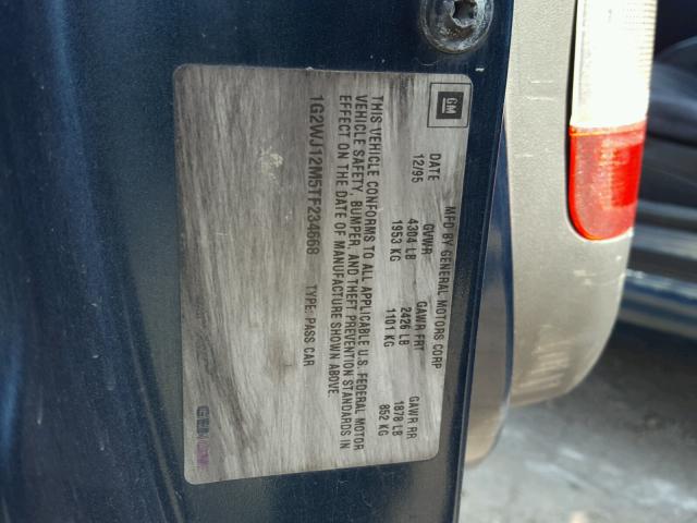 1G2WJ12M5TF234668 - 1996 PONTIAC GRAND PRIX TEAL photo 10