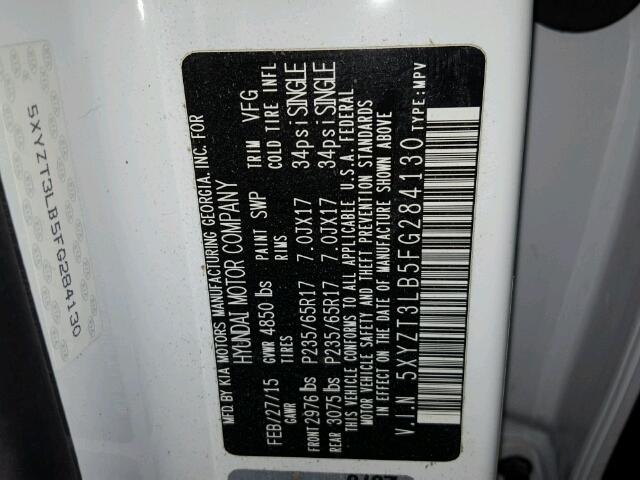 5XYZT3LB5FG284130 - 2015 HYUNDAI SANTA FE S 白色 照片 10