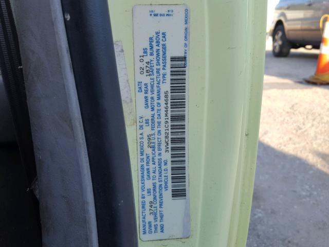 3VWCB21C91M464685 - 2001 VOLKSWAGEN NEW BEETLE 绿色 照片 10