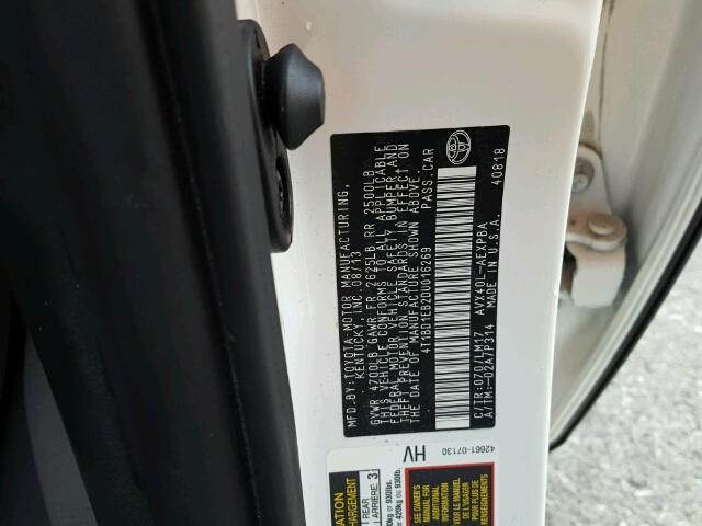 4T1BD1EB2DU016269 - 2013 TOYOTA AVALON WHITE photo 10