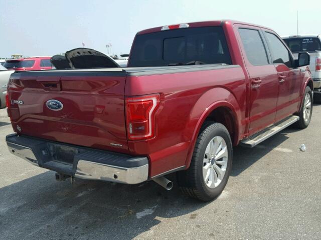 1FTEW1CF5FKD25427 - 2015 FORD F150 SUPER RED photo 4