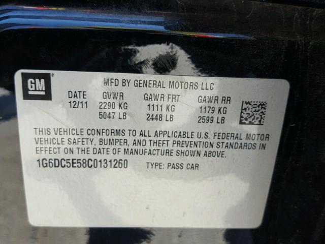 1G6DC5E58C0131260 - 2012 CADILLAC CTS BLACK photo 10