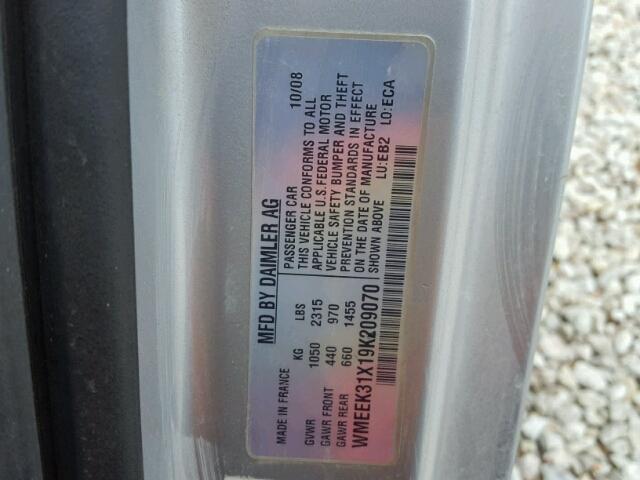 WMEEK31X19K209070 - 2009 SMART FORTWO PAS BLACK photo 10