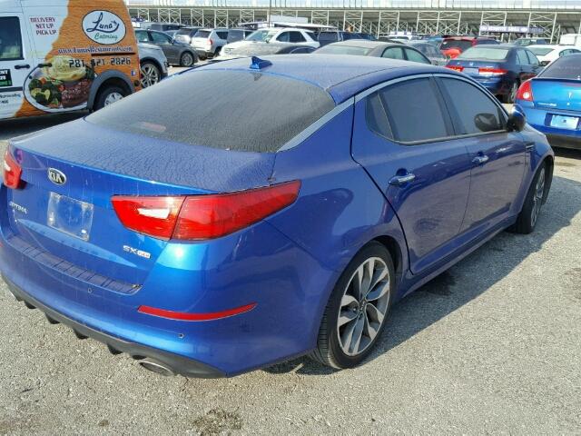 5XXGR4A70EG336163 - 2014 KIA OPTIMA BLUE photo 4