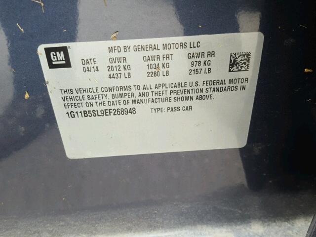 1G11B5SL9EF268948 - 2014 CHEVROLET MALIBU LS 蓝色 照片 10