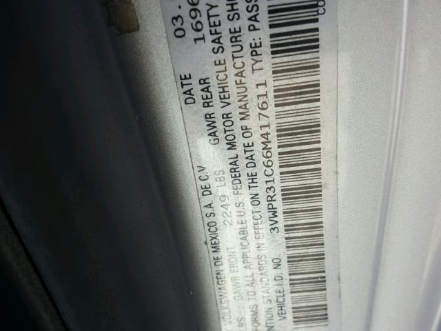 3VWPR31C66M417611 - 2006 VOLKSWAGEN NEW BEETLE ნაცრისფერი ფოტო 10