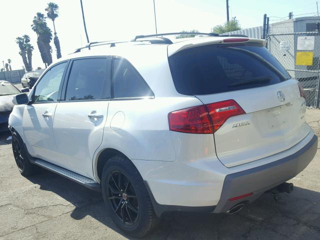 2HNYD28479H500671 - 2009 ACURA MDX TECHNO WHITE photo 3