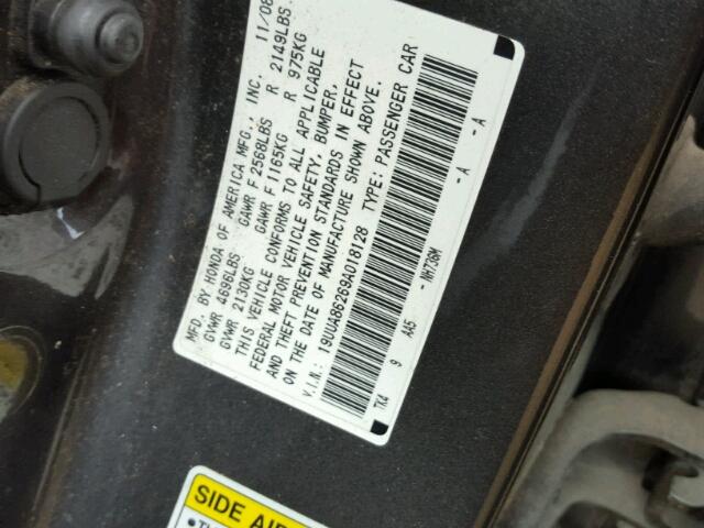 19UUA86269A018128 - 2009 ACURA TL BLACK photo 10