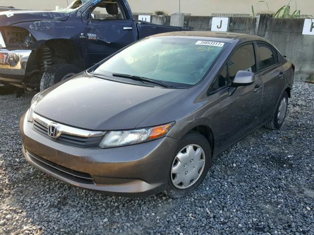 2HGFB2F53CH509424 - 2012 HONDA CIVIC LX BROWN photo 2