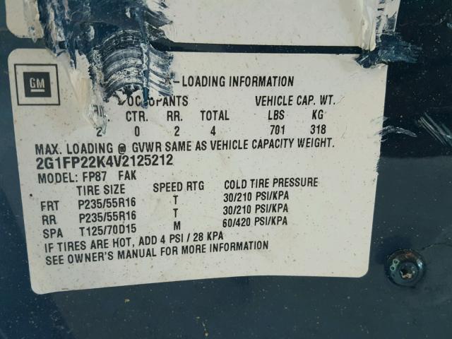 2G1FP22K4V2125212 - 1997 CHEVROLET CAMARO BAS 绿色 照片 10