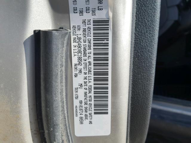 1J8HG48KX8C188542 - 2008 JEEP COMMANDER SILVER photo 10