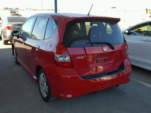 JHMGD38668S032303 - 2008 HONDA FIT SPORT RED photo 3