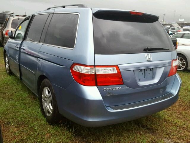 5FNRL38417B089841 - 2007 HONDA ODYSSEY EX BLUE photo 3