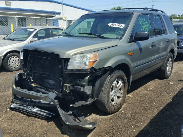 5FNYF28157B044047 - 2007 HONDA PILOT LX GREEN photo 2