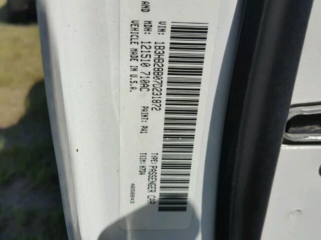 1B3HB28B07D231872 - 2007 DODGE CALIBER WHITE photo 10