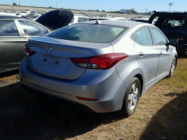 5NPDH4AE8FH635328 - 2015 HYUNDAI ELANTRA SILVER photo 4