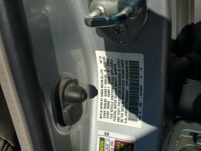 JHMZE2H7XBS000941 - 2011 HONDA INSIGHT EX SILVER photo 10