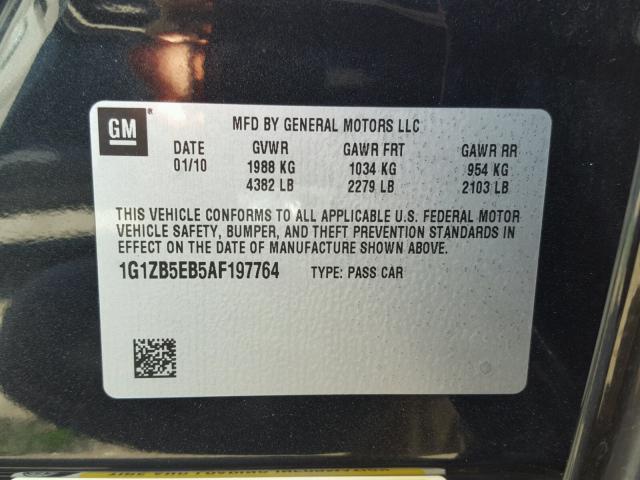 1G1ZB5EB5AF197764 - 2010 CHEVROLET MALIBU LS 黑色 照片 10