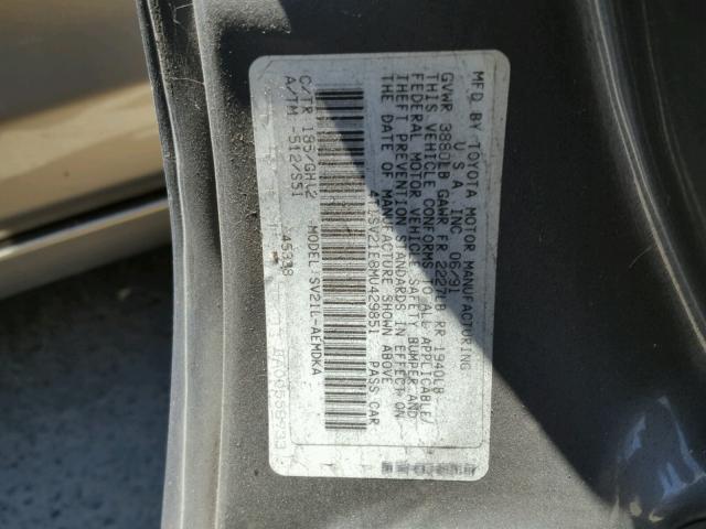 4T1SV21E8MU429851 - 1991 TOYOTA CAMRY DLX 灰色 照片 10