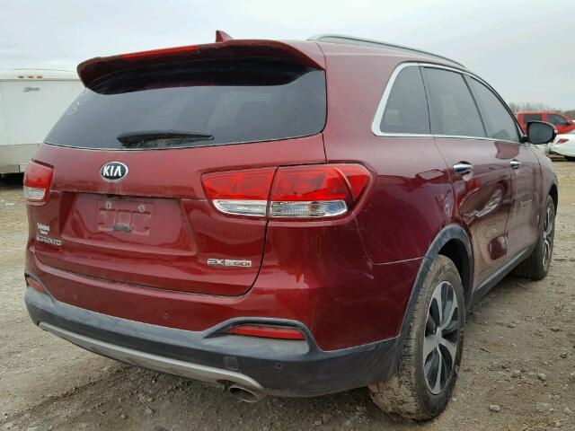 5XYPH4A13GG021838 - 2016 KIA SORENTO EX MAROON photo 4