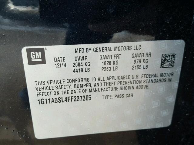 1G11A5SL4FF237305 - 2015 CHEVROLET MALIBU LS 黑色 照片 10