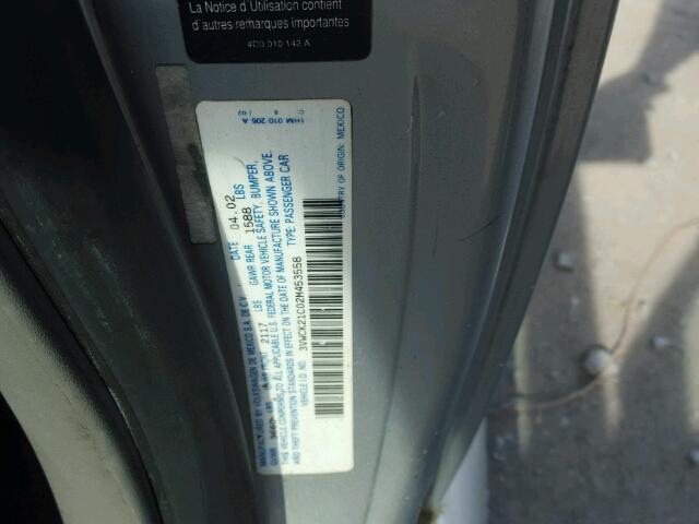 3VWCK21C02M453558 - 2002 VOLKSWAGEN NEW BEETLE ვერცხლისფერი ფოტო 10