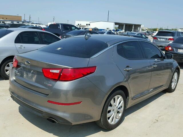 5XXGN4A76EG321825 - 2014 KIA OPTIMA EX GRAY photo 4