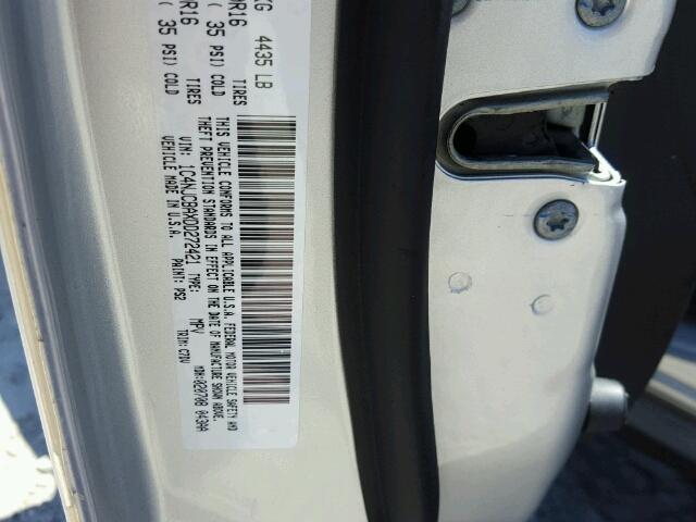 1C4NJCBAXDD272421 - 2013 JEEP COMPASS SP SILVER photo 10