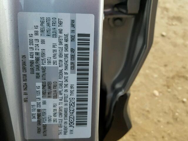 JM3KE2DY4G0725219 - 2016 MAZDA CX-5 GRAY photo 10