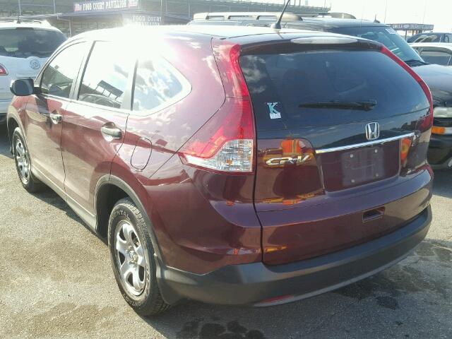 5J6RM3H3XDL046803 - 2013 HONDA CR-V LX BURGUNDY photo 3