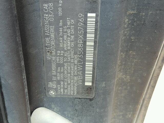 WBAWL73568PX57969 - 2008 BMW 335 BLACK photo 10