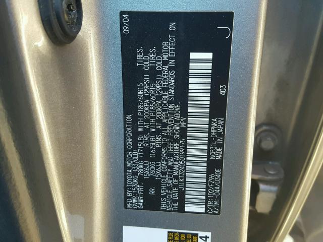 JTLKT324050199175 - 2005 TOYOTA SCION XB Boz foto 10