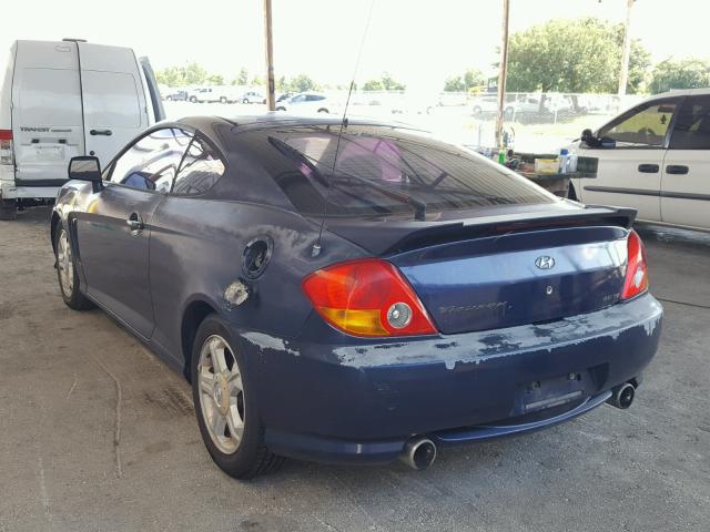 KMHHN65F63U025336 - 2003 HYUNDAI TIBURON GT BLUE photo 3