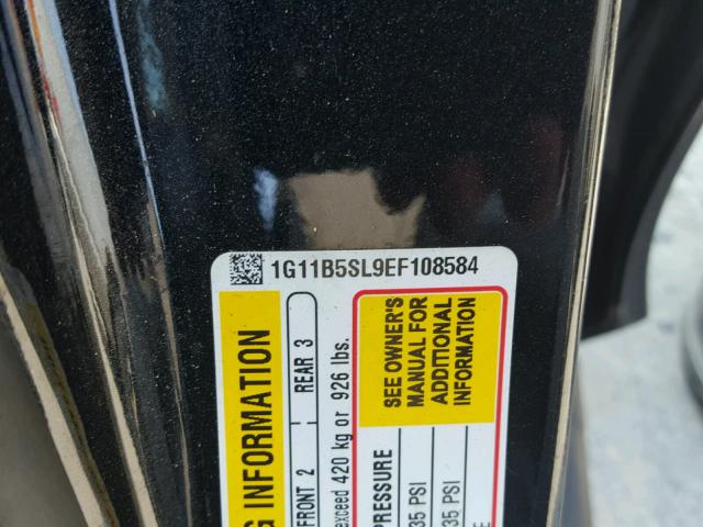 1G11B5SL9EF108584 - 2014 CHEVROLET MALIBU LS შავი ფოტო 10