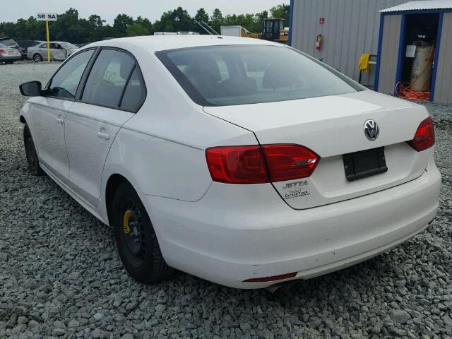 3VW2K7AJ5CM320691 - 2012 VOLKSWAGEN JETTA BASE WHITE photo 3