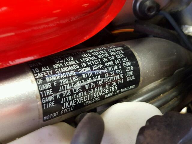 JKAEXEC119DA36785 - 2009 KAWASAKI EX650 C 红色 照片 10