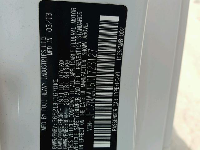 JF1ZNAA15D1723127 - 2013 TOYOTA SCION FR-S WHITE photo 10