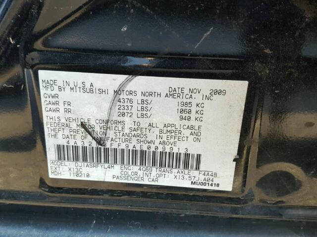 4A32B3FF9AE009913 - 2010 MITSUBISHI GALANT BLACK photo 10