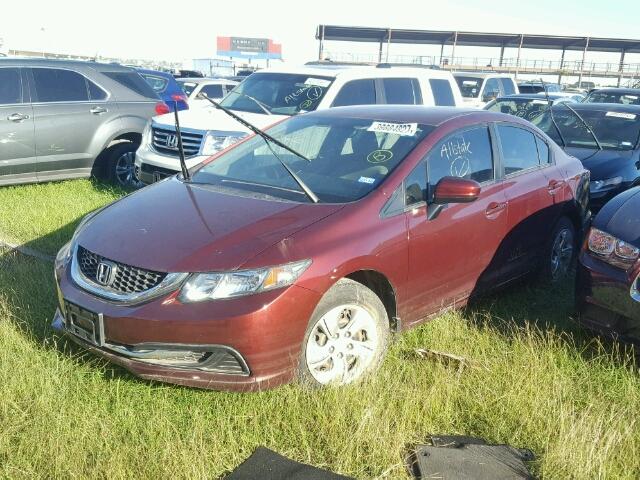 2HGFB2F53EH513332 - 2014 HONDA CIVIC BURGUNDY photo 2