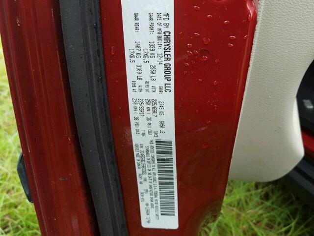 2C4RDGBG1FR653661 - 2015 DODGE GRAND CARA RED photo 10