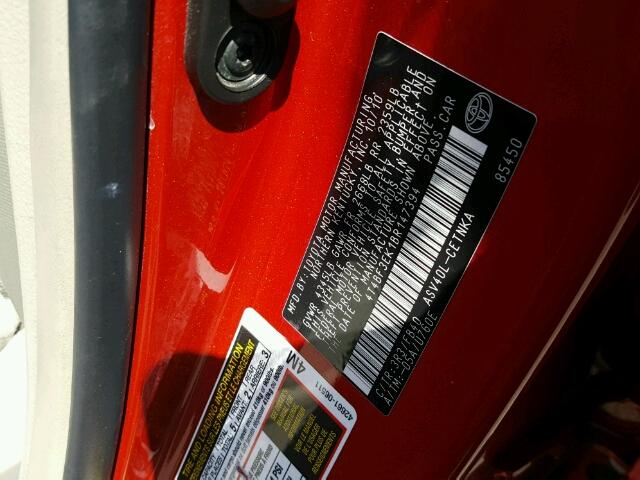 4T4BF3EK1BR147394 - 2011 TOYOTA CAMRY BASE RED photo 10