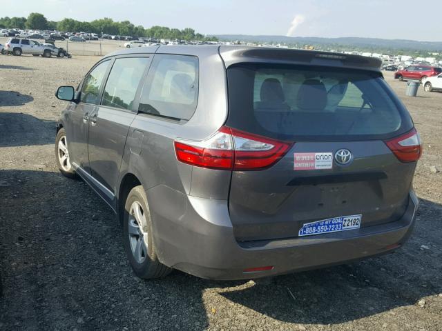 5TDZZ3DC7HS853748 - 2017 TOYOTA SIENNA BAS GRAY photo 3