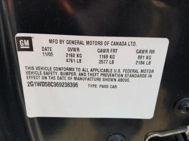 2G1WD58C969238396 - 2006 CHEVROLET IMPALA SUP BLACK photo 10