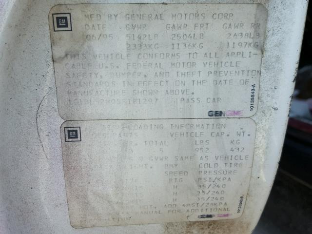 1G1BL52W0SR181297 - 1995 CHEVROLET CAPRICE CL 栗色 照片 10