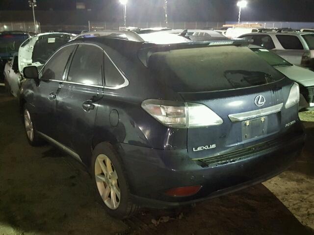 2T2ZK1BA0AC032222 - 2010 LEXUS RX BLUE photo 3