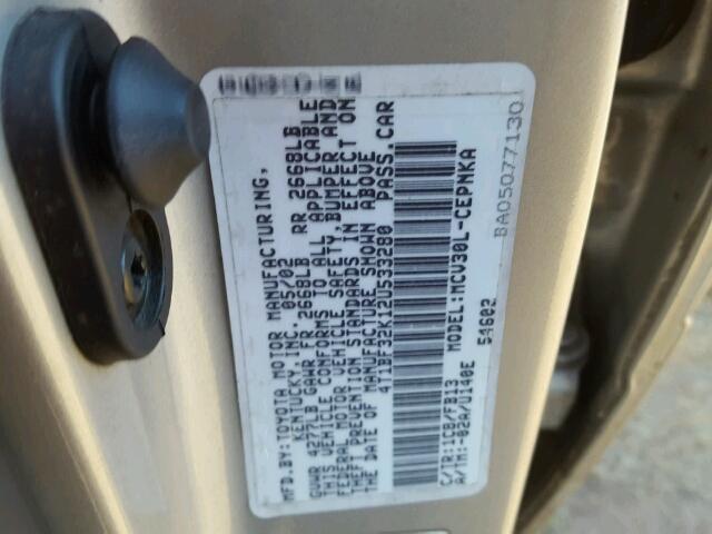 4T1BF32K12U533280 - 2002 TOYOTA CAMRY LE SILVER photo 10